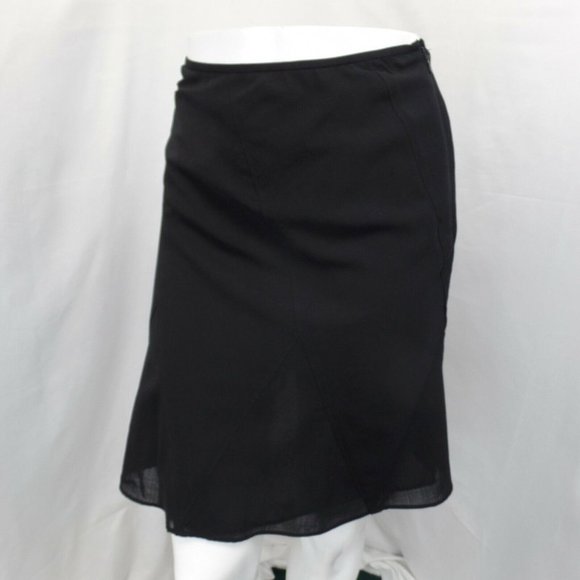 Ann Taylor Dresses & Skirts - ANN TAYLOR   BLACK  GODET WOOL LINED CASUAL CAREER A-LINE SKIRT SIZE: 4P